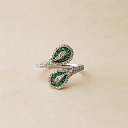 Elora Emerald Silver Ring