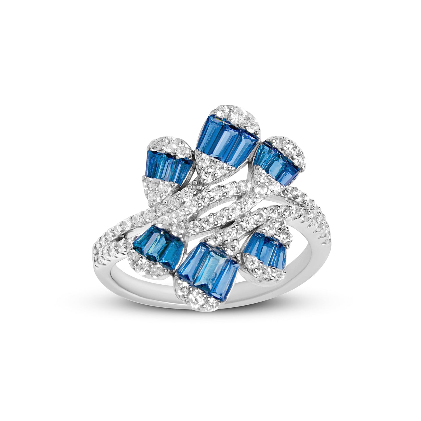 Regal Sapphire And Diamond Silver Earring
