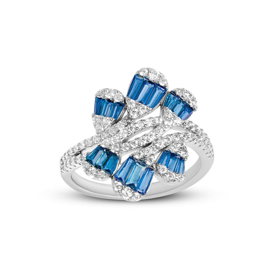 Regal Sapphire And Diamond Silver Earring