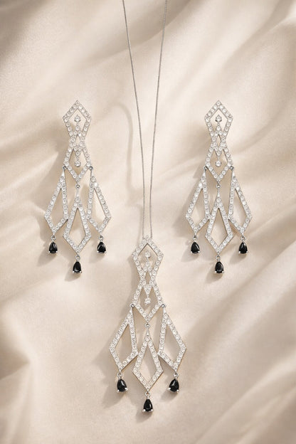 Glam Shine Silver Pendant Set