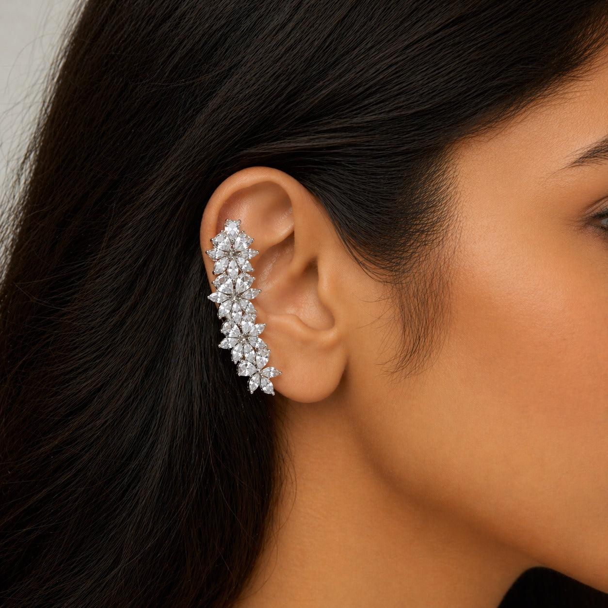 Diamond Drift Silver Ear Cuffs