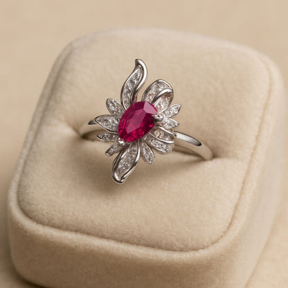 Daisy Ruby Silver Ring