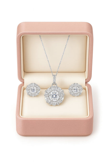 Charming Diamond Silver Pendant Set