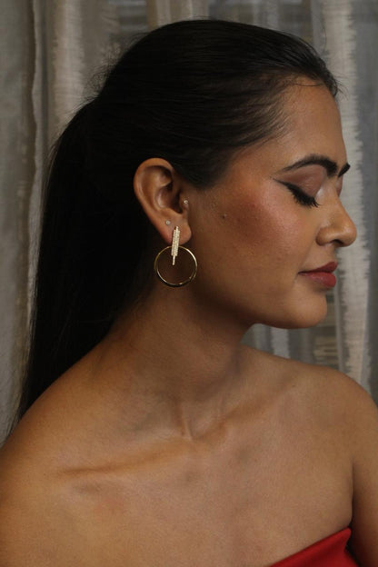 Luxe Gold Hoops Diamond Silver Earrings