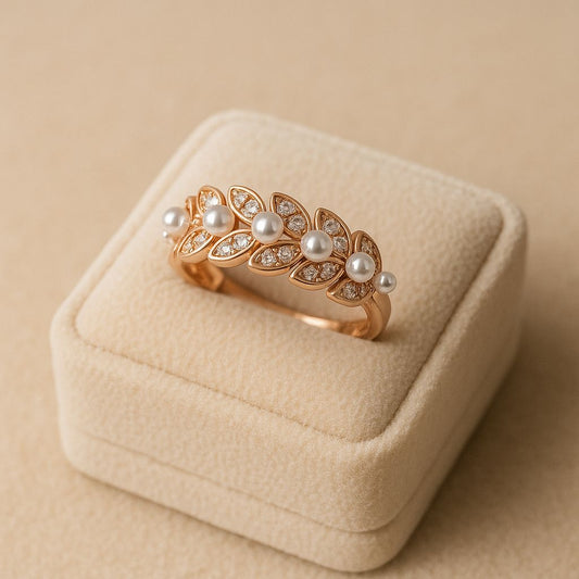 Mystic Pearl Rose Gold Silver Ring