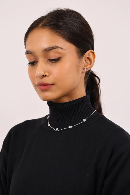 Date Night Diamond Silver Necklace Set