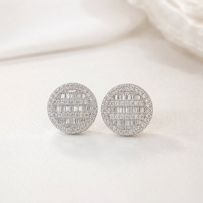 Celeste Baguette Halo Studs