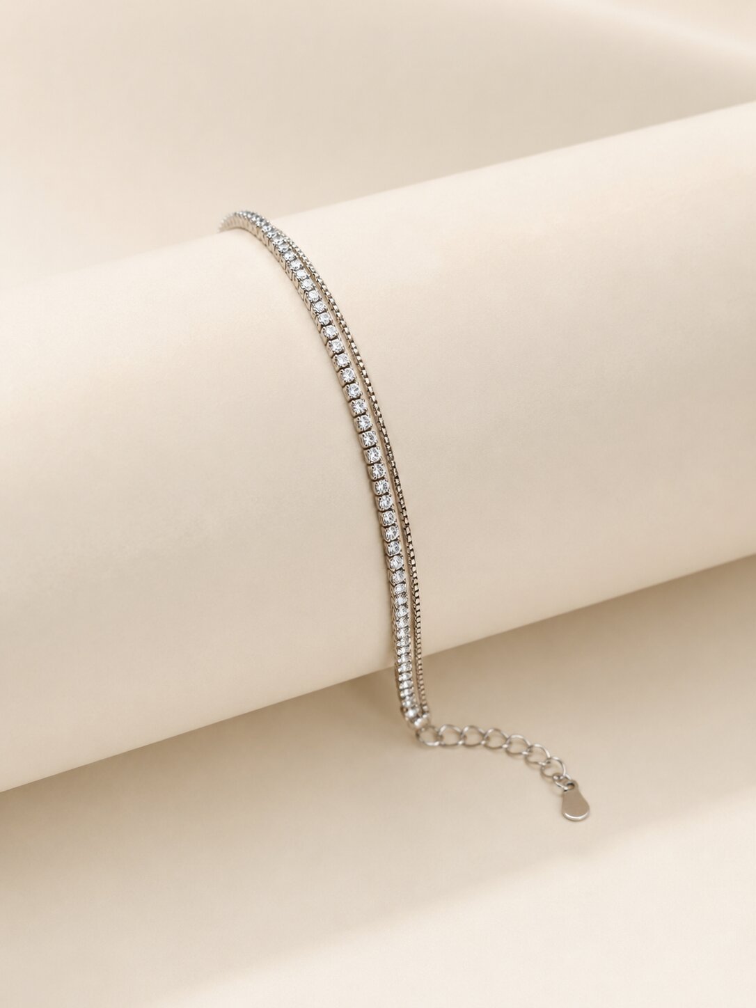 Dual Tennis Silver Bracelet
