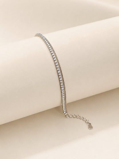 Dual Tennis Silver Bracelet