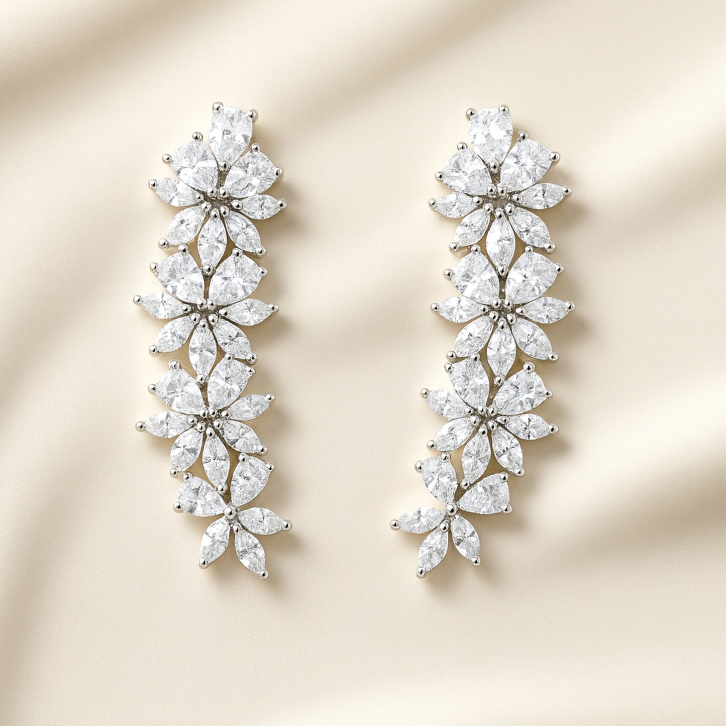 Diamond Drift Silver Ear Cuffs
