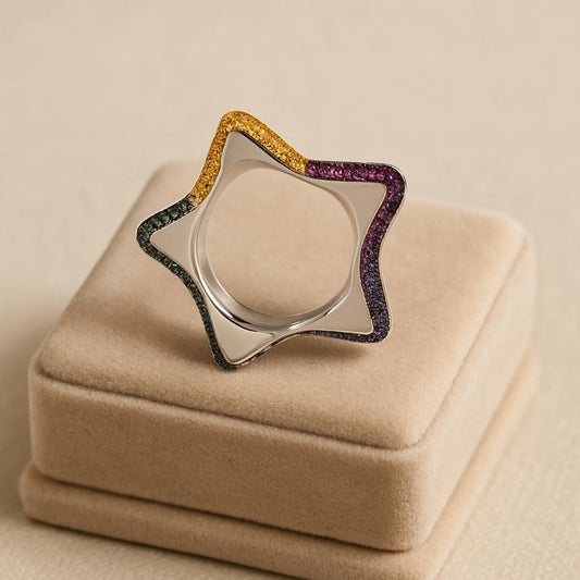 Funky Star Silver Ring