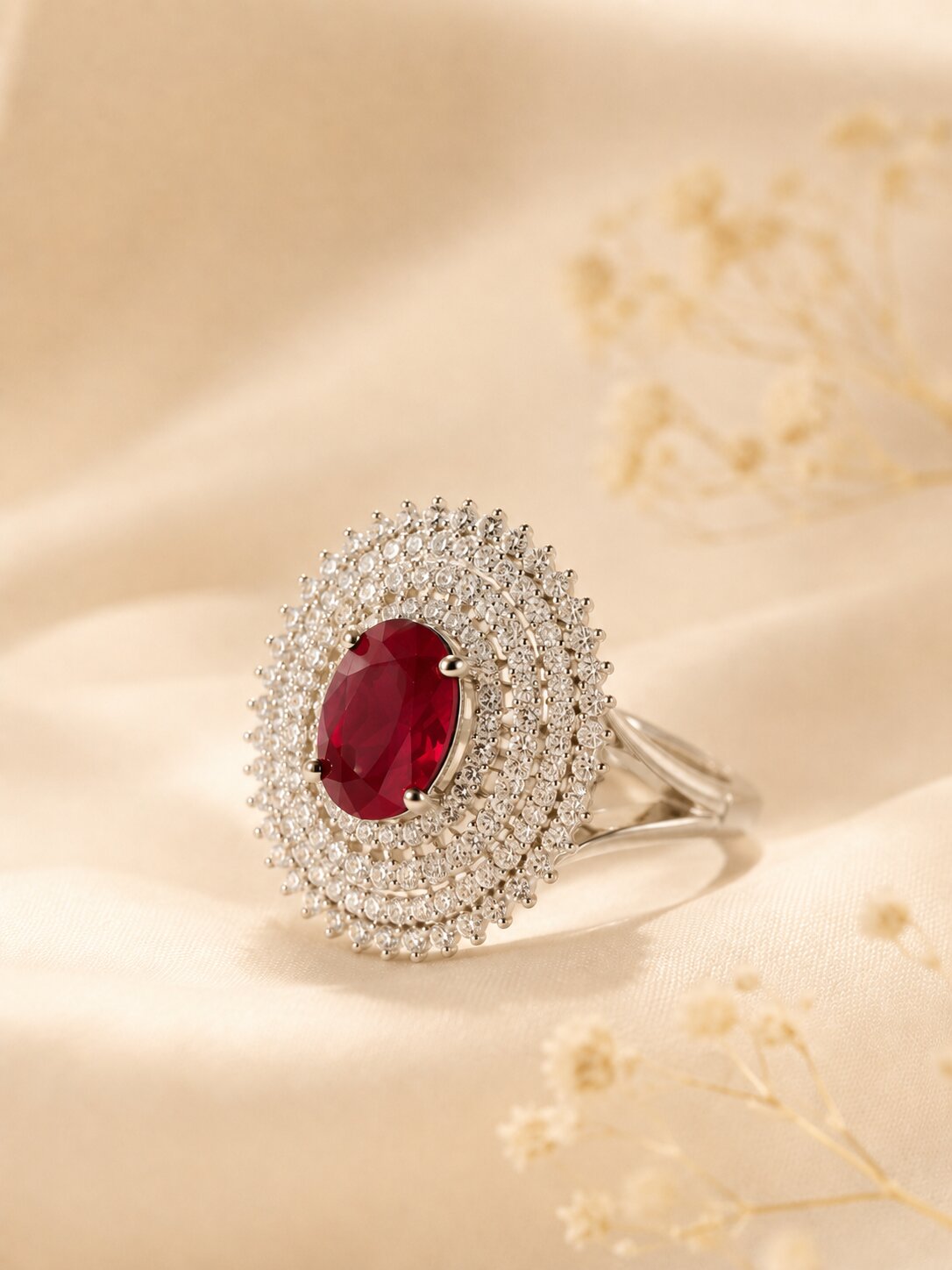 Crimson Royale Cocktail Ring