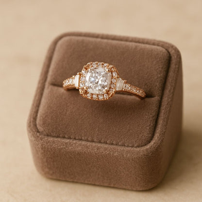 Classic Cushion Rosegold Silver Ring