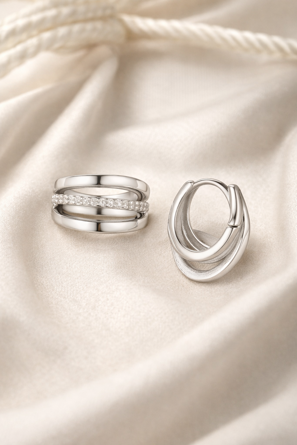 Pure Loop Diamond Silver Earrings