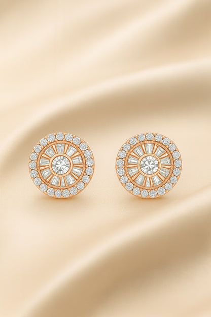 Blush Bloom Rosegold Studs Silver Earrings
