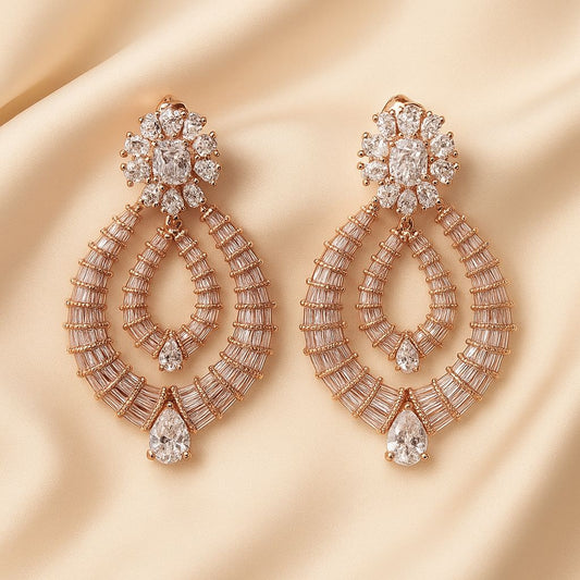 Royale Rose Gold Silver Earrings