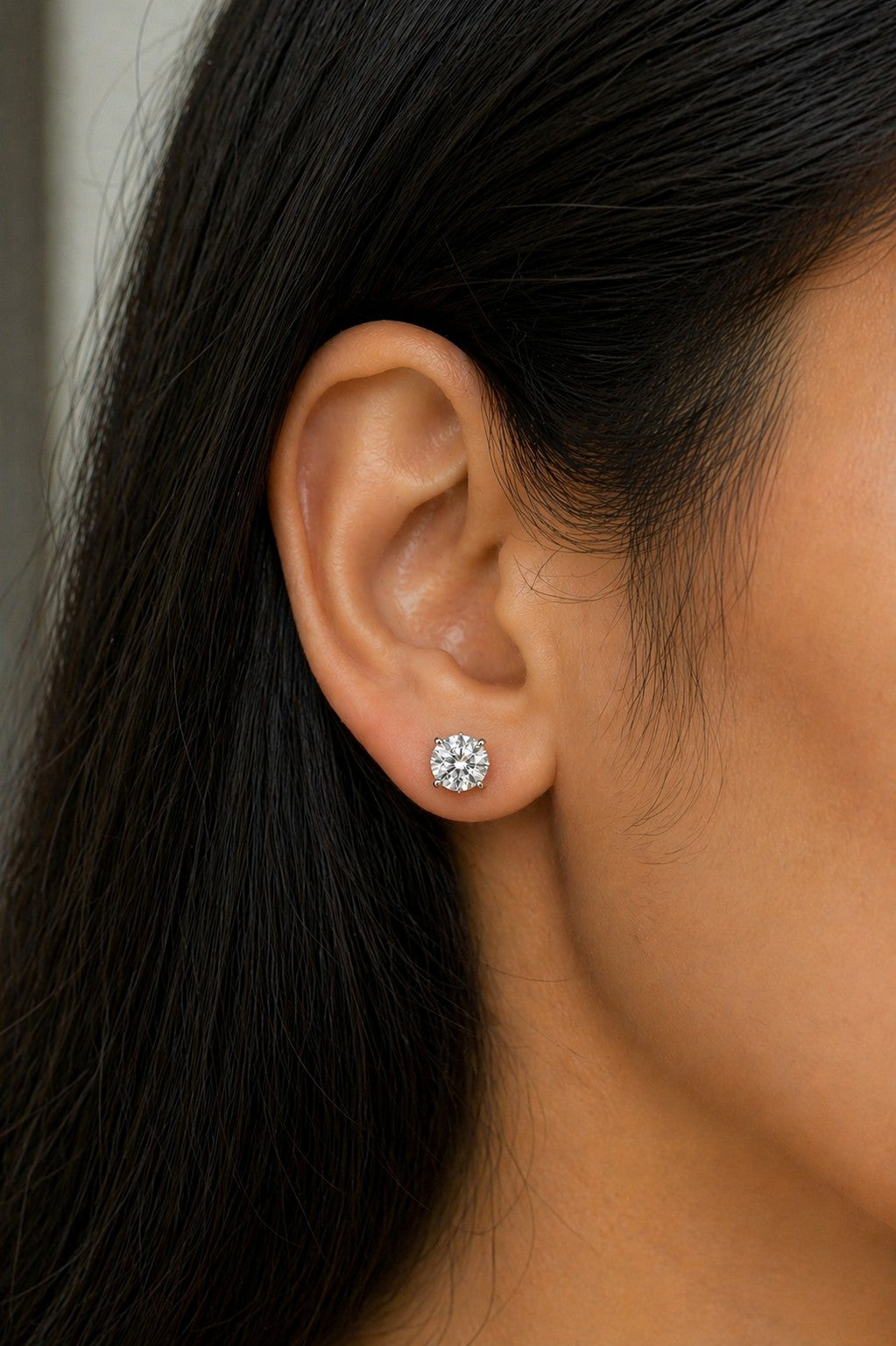1Ct Solitaire Studs Silver Earrings