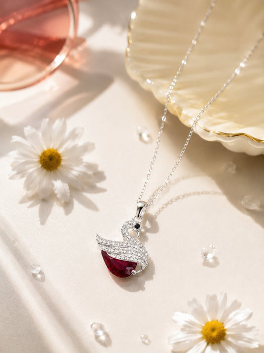 Ruby Swan Necklace