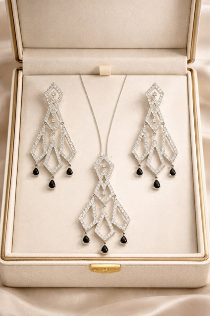 Glam Shine Silver Pendant Set