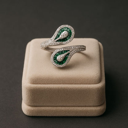 Elora Emerald Silver Ring