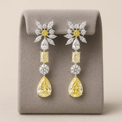 Empress Yellow Silver Earrings