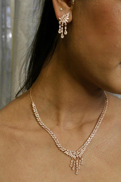 Festive Rosegold Silver Necklace Set