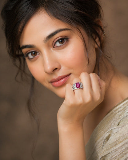 Regal Shine Ruby Silver Ring