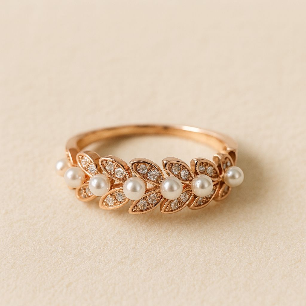 Mystic Pearl Rosegold Silver Ring