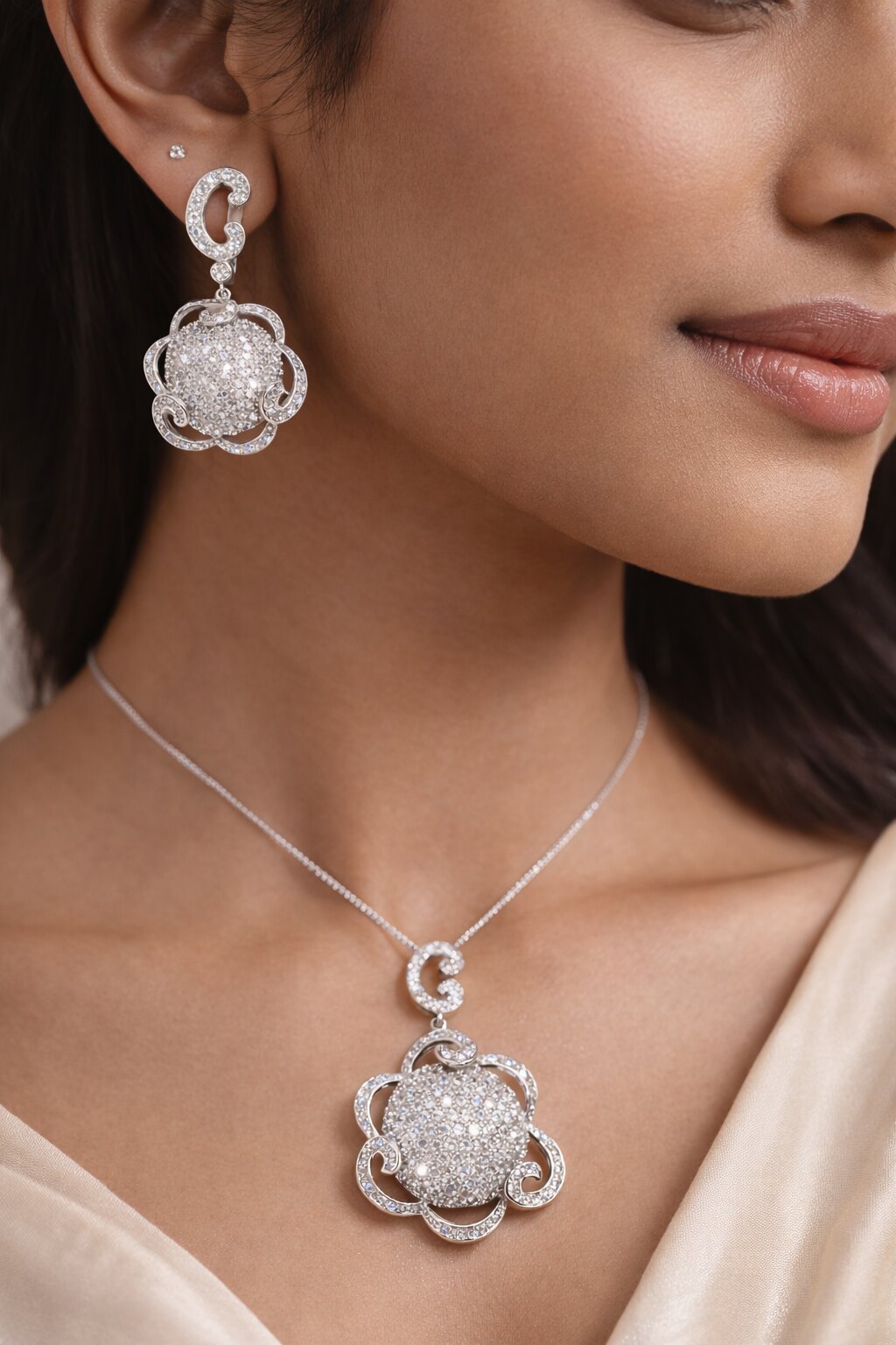 Luxury Shine Silver Pendant Set