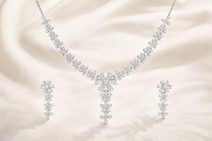 Opulent Grace Silver Necklace Set
