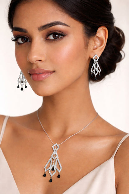 Glam Shine Silver Pendant Set