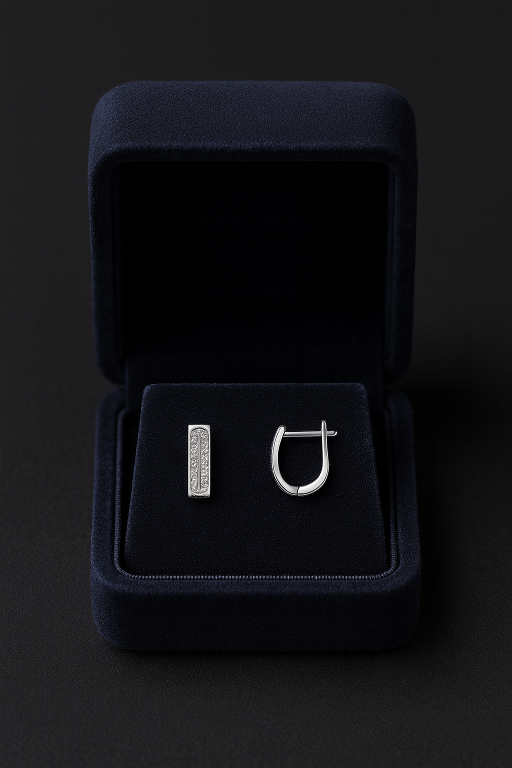 Sleek Hoops Diamond Silver Earrings