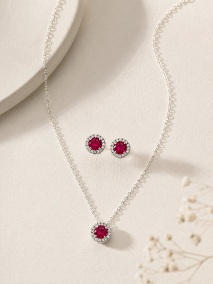 Rounded Ruby Silver Set