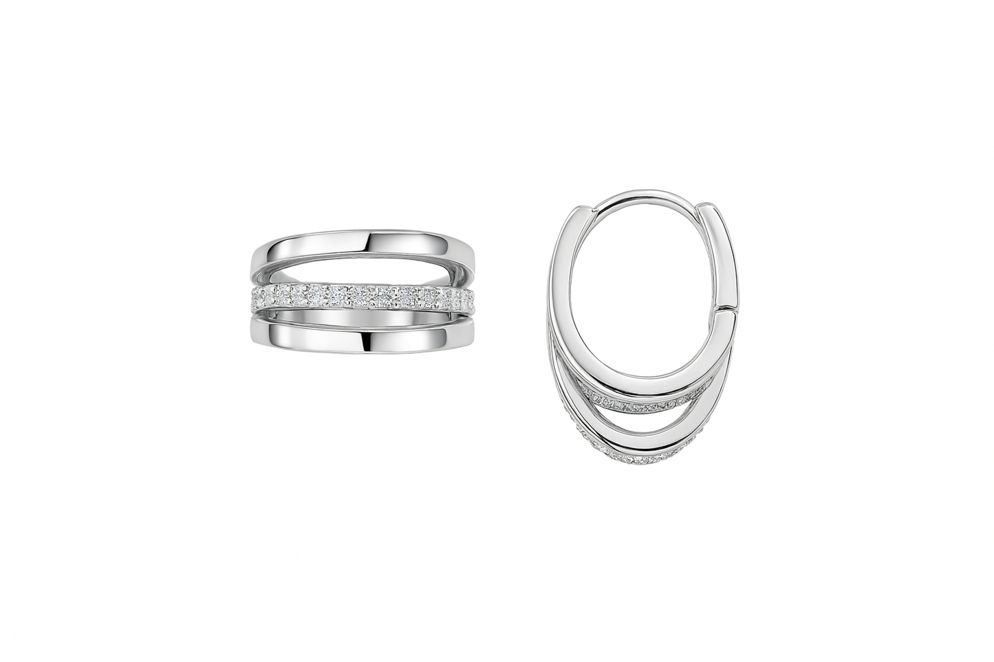 Pure Loop Diamond Silver Earrings