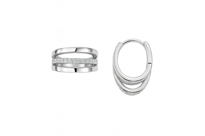 Pure Loop Diamond Silver Earrings