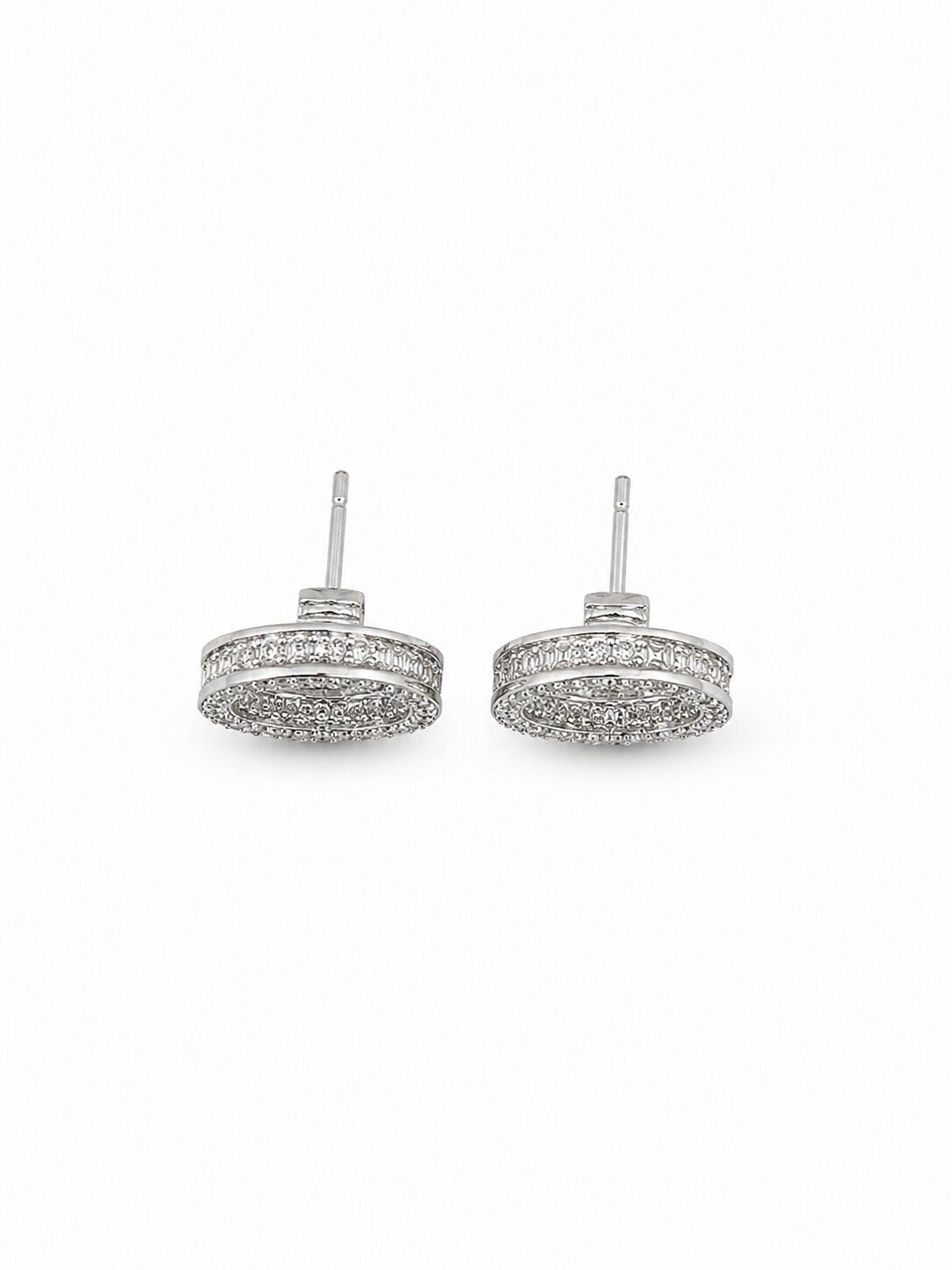 Celeste Baguette Halo Studs