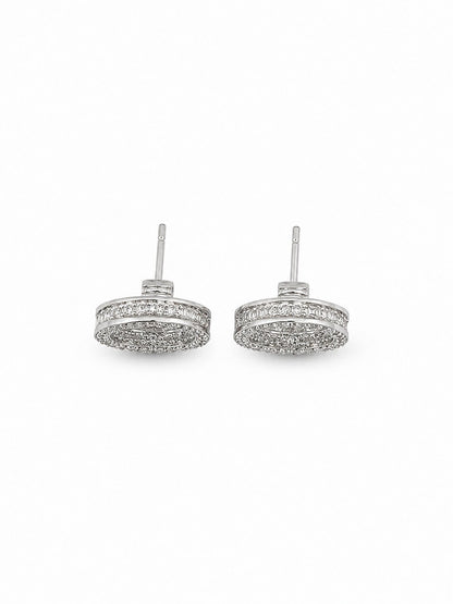 Celeste Baguette Halo Studs