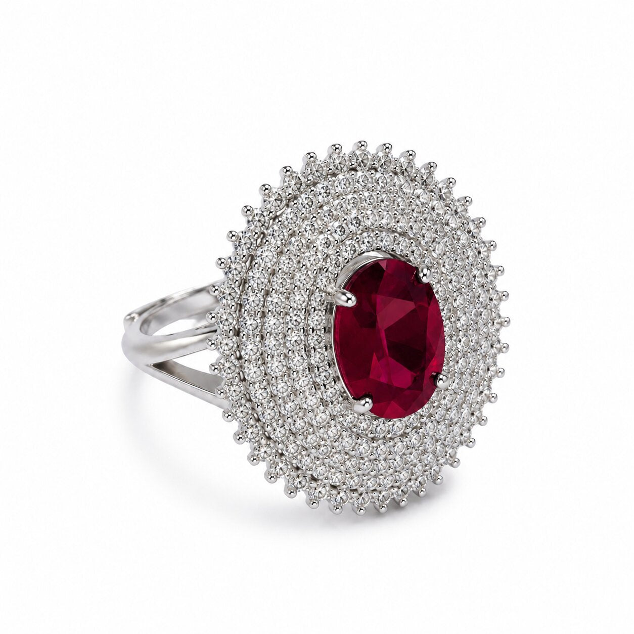 Crimson Royale Cocktail Ring