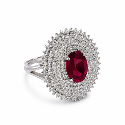 Crimson Royale Cocktail Ring