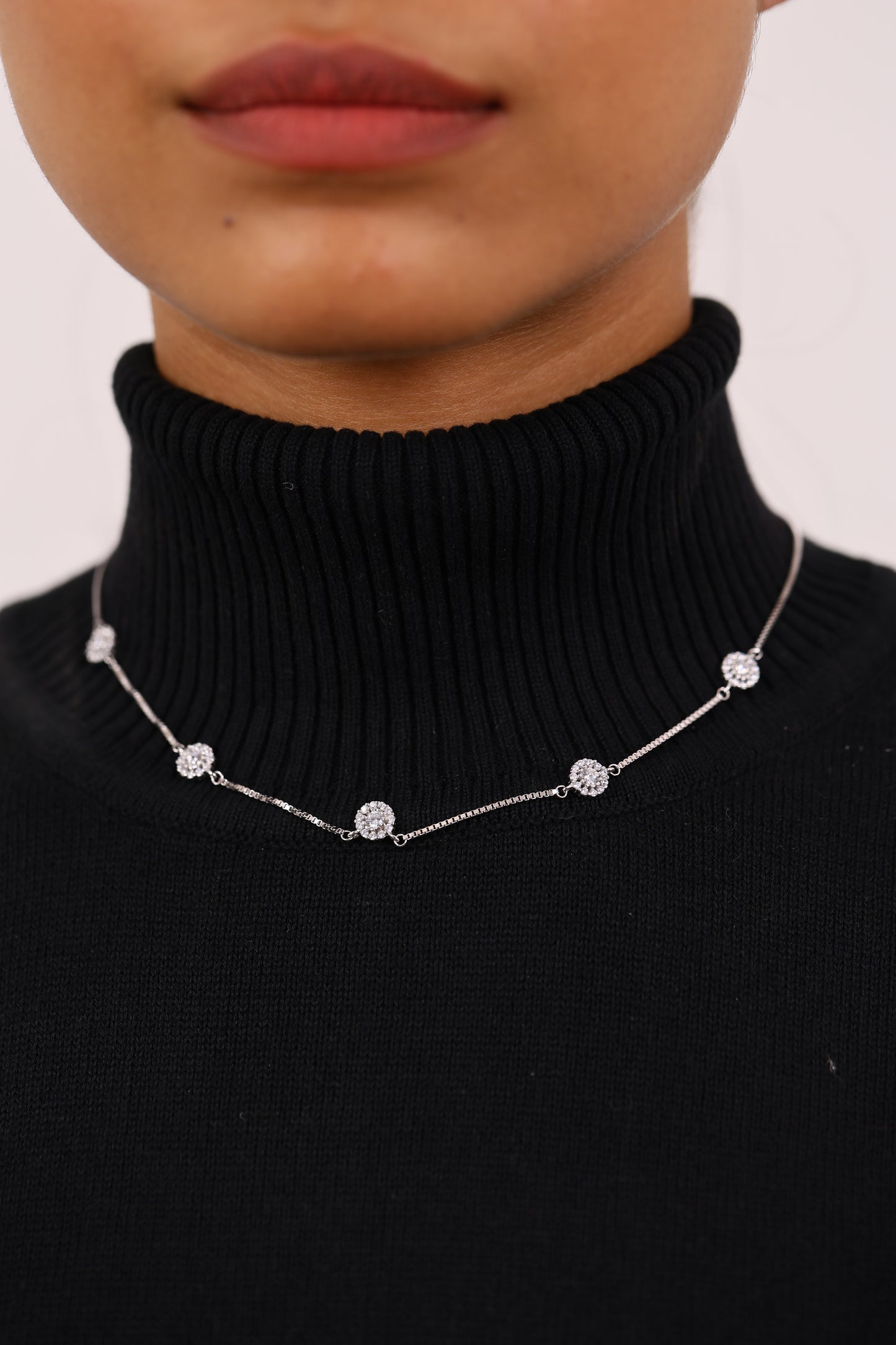 Date Night Diamond Silver Necklace Set