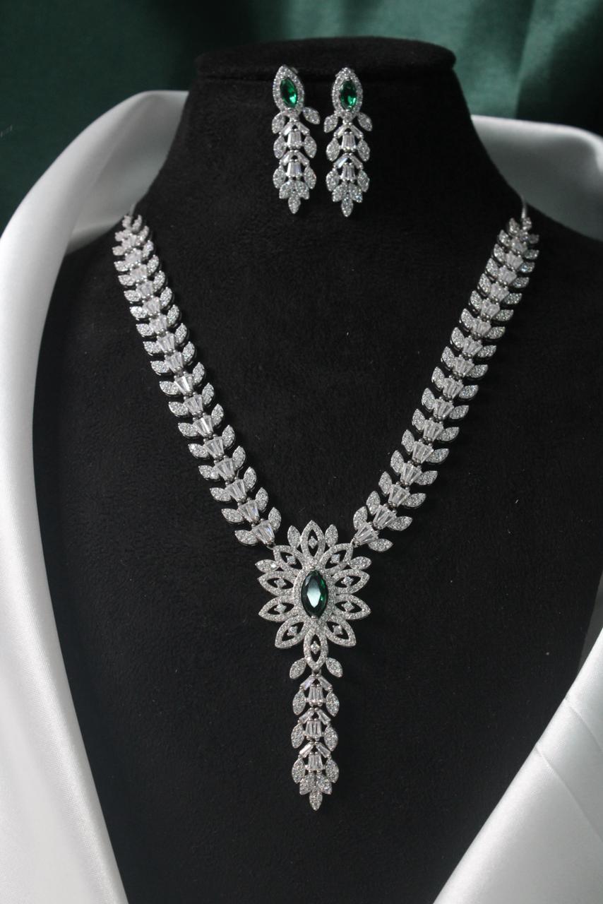 Diva Statement Silver Necklace Set
