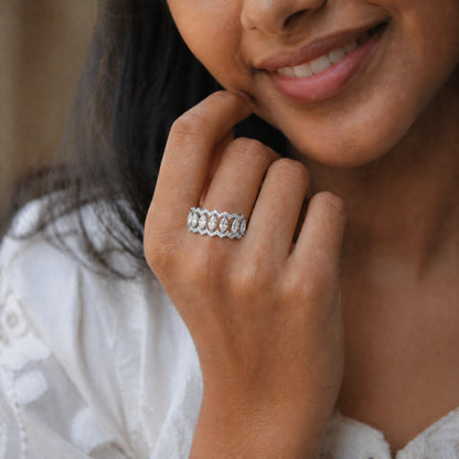 Silver Marquise Fancy Cut Ring