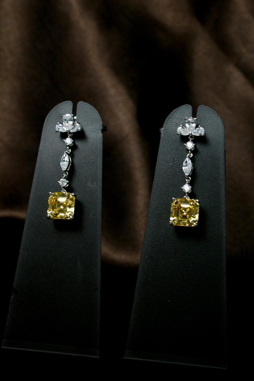 Grace Yellow Silver Earrings