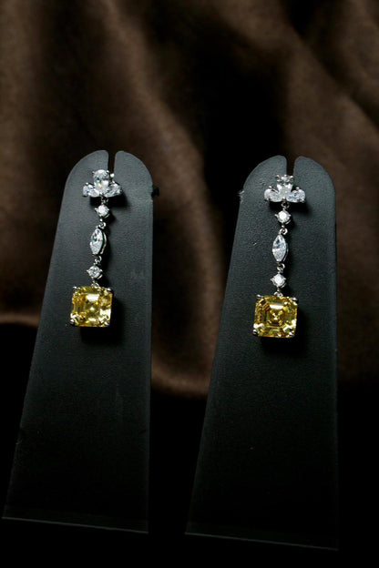 Grace Yellow Silver Earrings