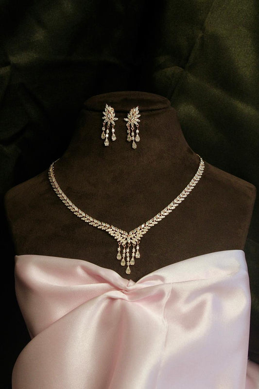 Festive Rose Gold Silver Necklace Set
