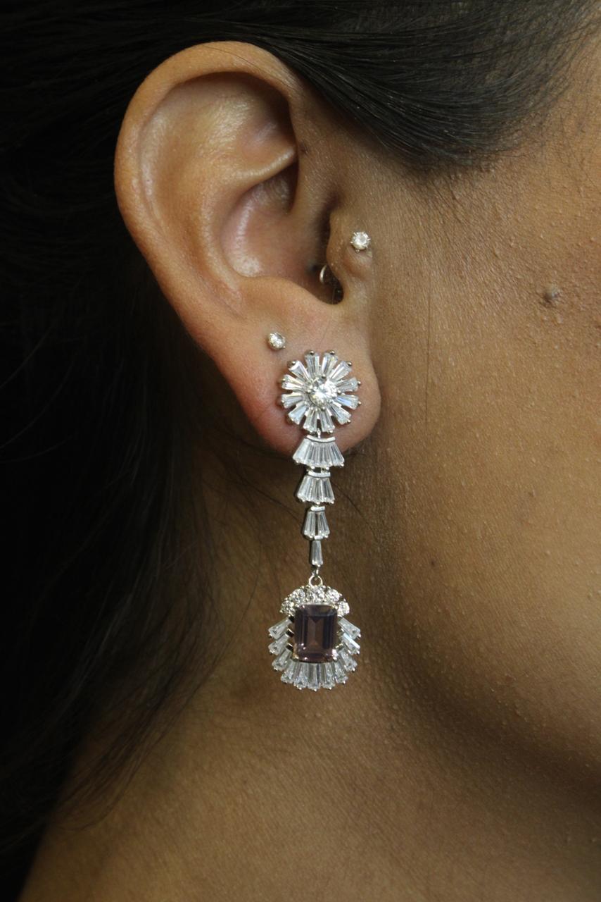 Clarisse Long Silver Earrings