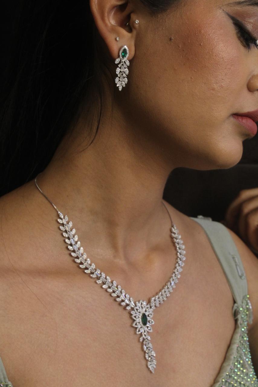 Diva Statement Silver Necklace Set