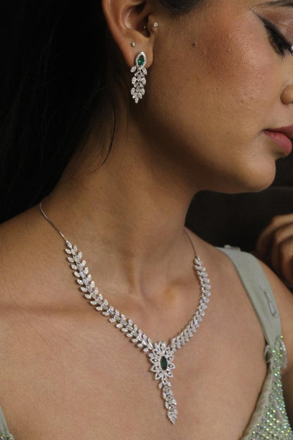 Diva Statement Silver Necklace Set