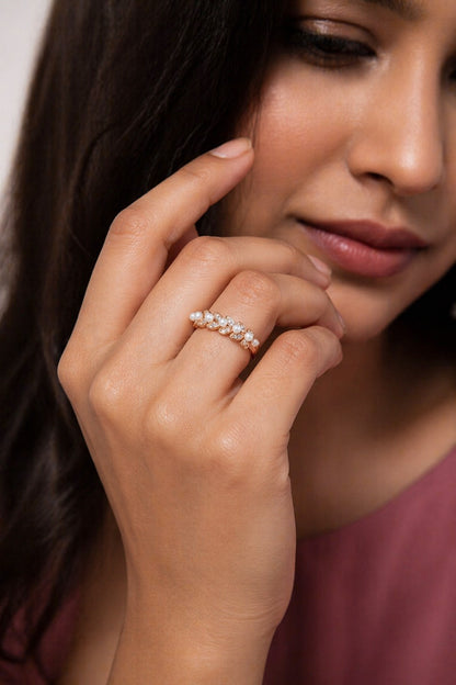 Mystic Pearl Rosegold Silver Ring