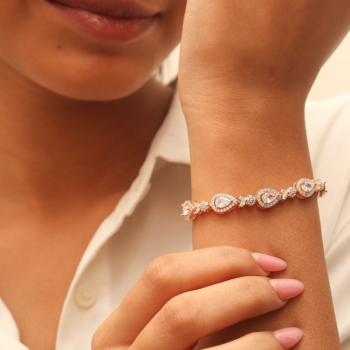 Bedazzling-Pear-Rose-Gold-Tennis-Bracelet